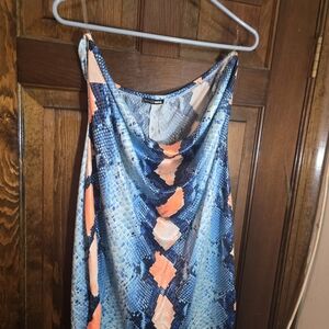 Blue and Orange Snake Print Dress